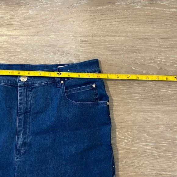 Women's Variation Capris Denim Pants. Blue. Large. Decorated Cutouts Each Side. - Picture 7 of 10
